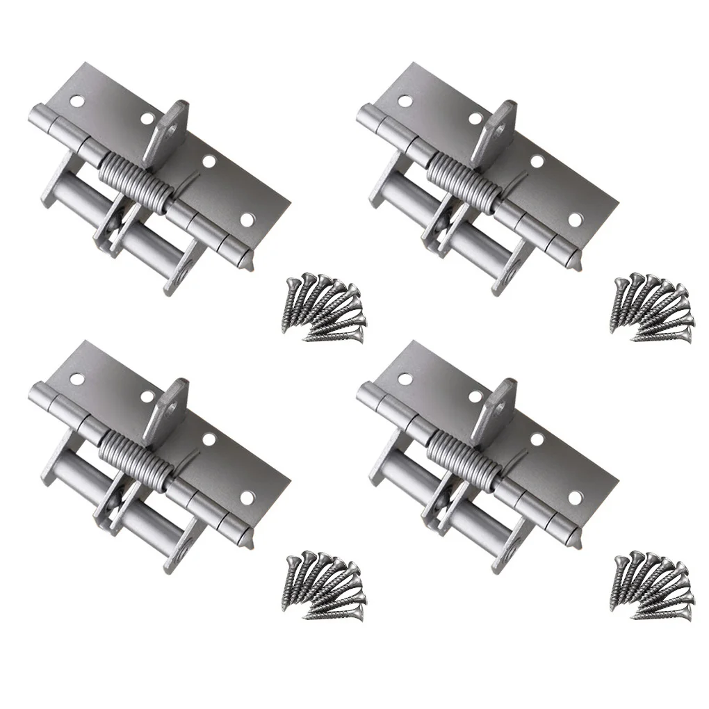 

4 Pieces Invisible Door Spring Hinge 90° Automatic Gate Hardware Wardrobe Detachable Closer with Positioning Black