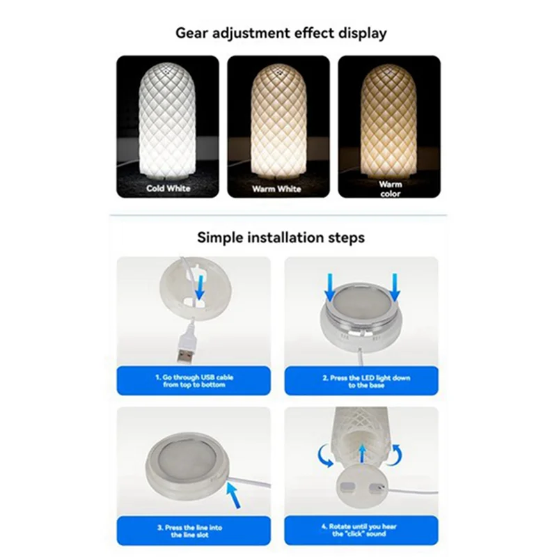 ABAE-For Bambu Lab Led مجموعة مصابيح أجزاء إضاءة قابلة للتعديل الأجهزة لتقوم بها بنفسك نموذج أبيض/ضوء دافئ بارد رقم 3 قطعة متضمنة
