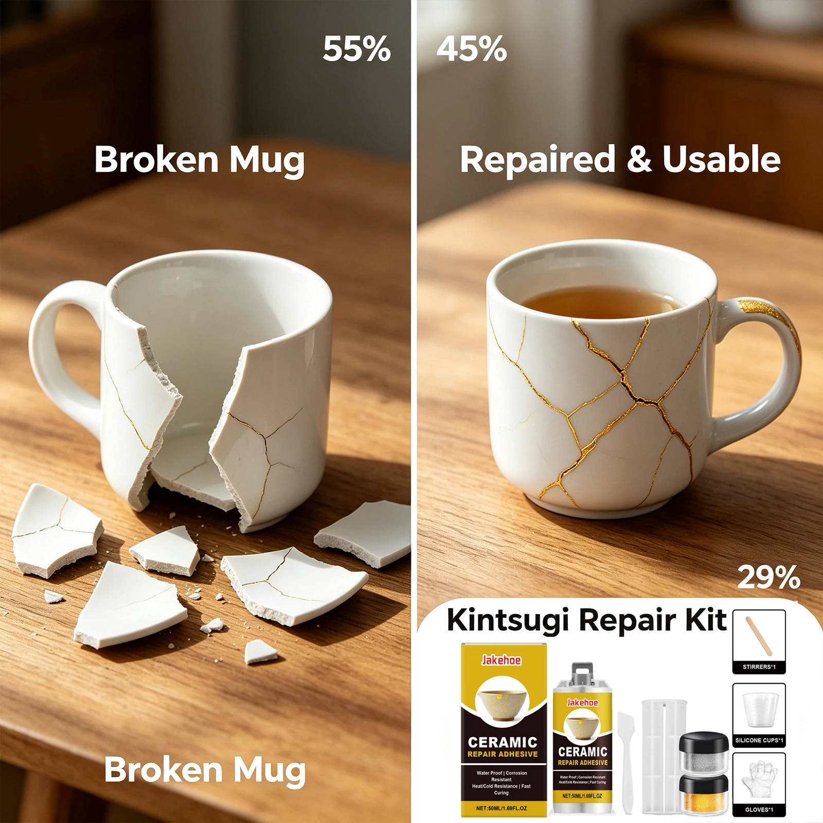 Kintsugi Repair Kit Gold Ceram - Art Craft Cup 评论和价格