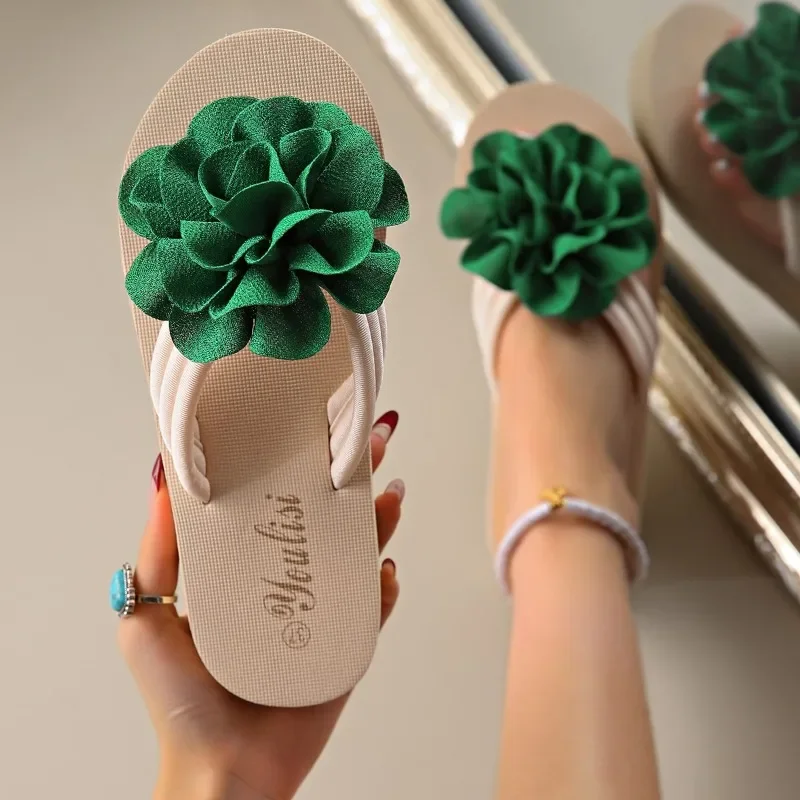 شباشب نسائية كبيرة الحجم 36-43 صنادل عصرية على شكل زهرة الرأس صنادل سميكة القاع خفيفة الوزن وناعمة من الأسفل مفتوحة من الأمام أحذية شاطئ مائة #1