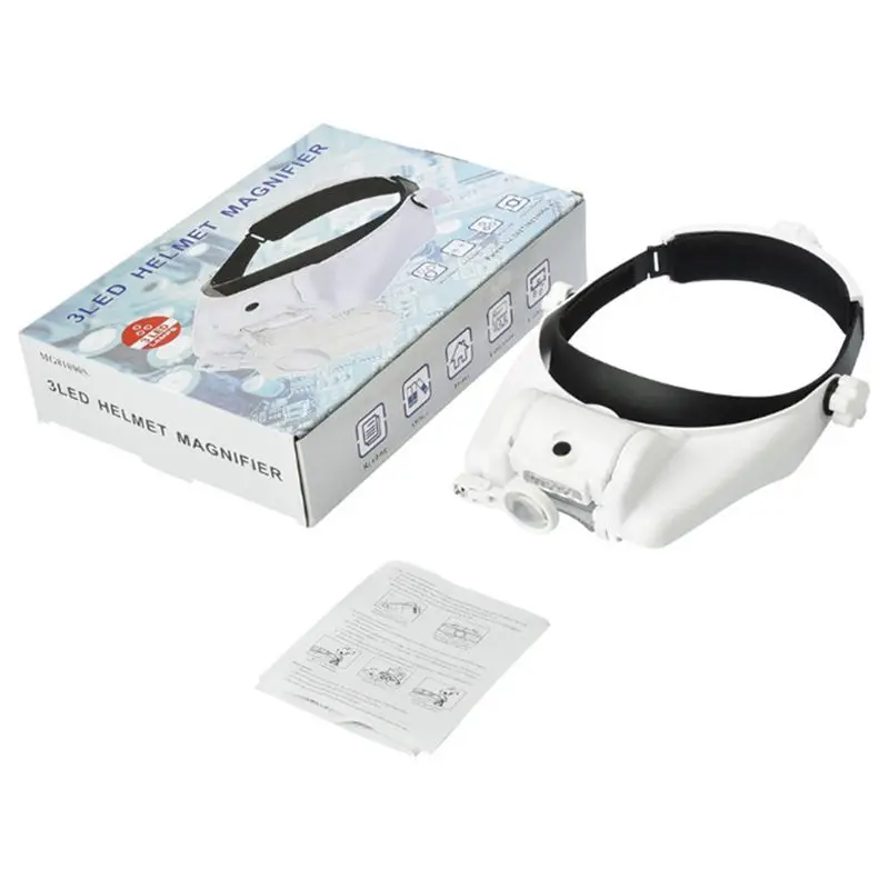 

Увеличительное стекло с повязкой на голову, увеличительное стекло с подсветкой и 3 линзами для закрытия работы, шитья, ремонта ювелирных изделий и часов, прочный Fa