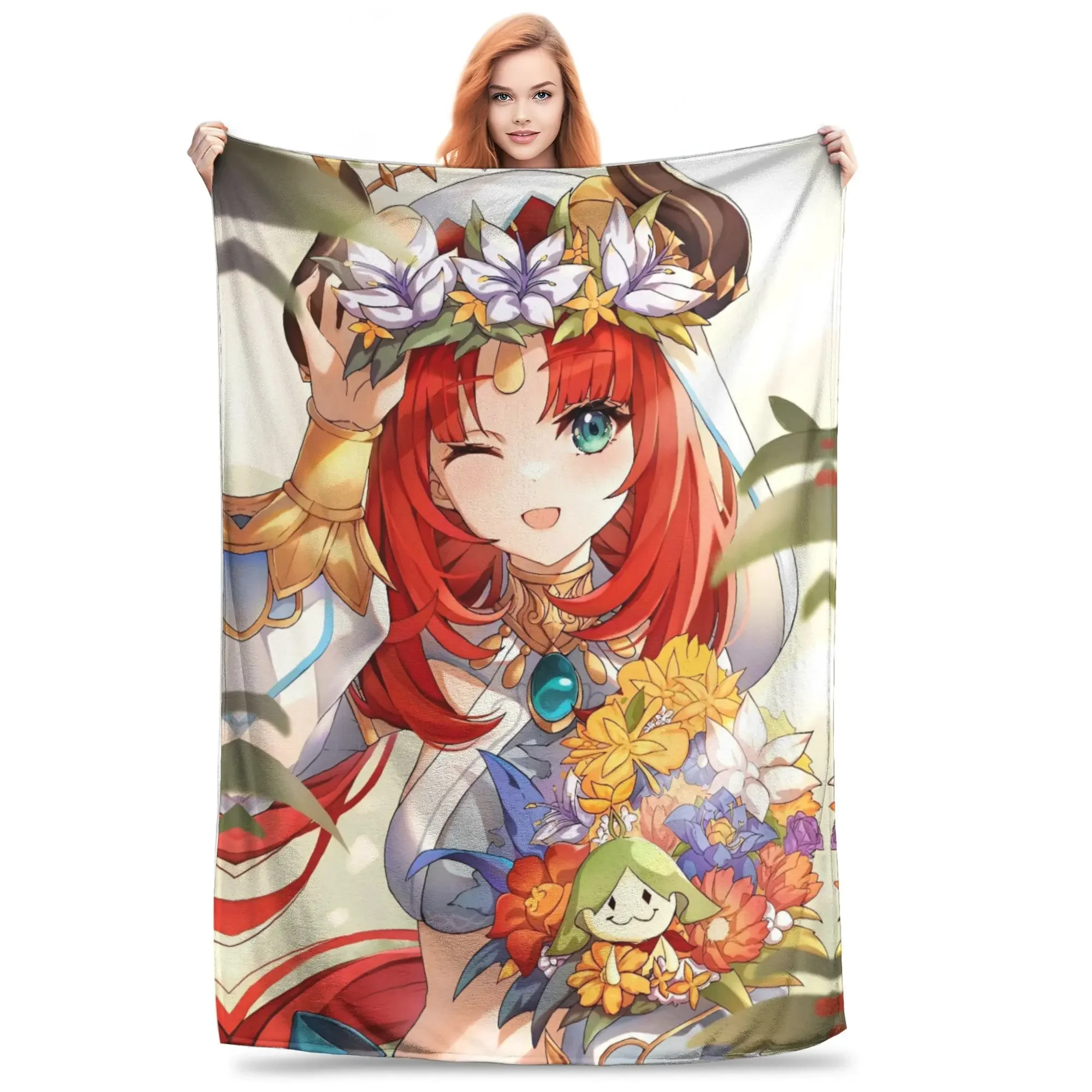 

Nilou Genshin Impact Anime Flannel Blanket Soft Warm Throws for Bedroom Sofa Bed Cover Suitable for Boys Girls