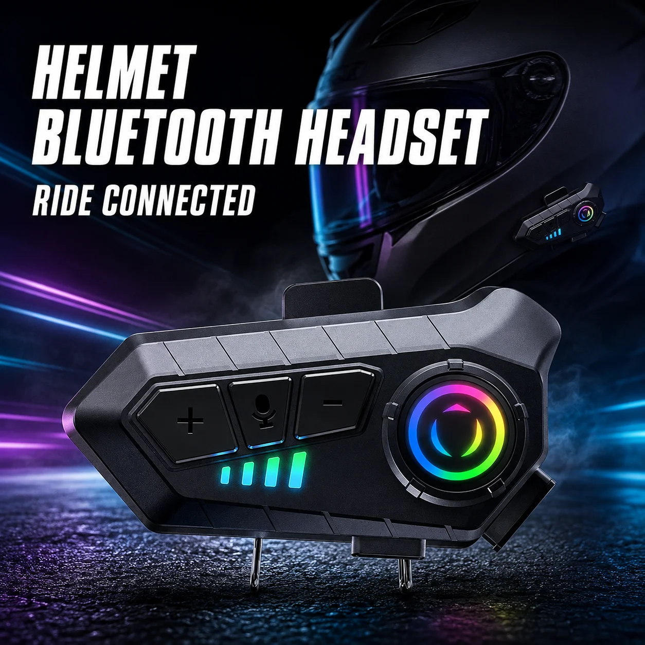 3D Motorcycle Helmet Headset With LED Earphone Bluetooth 5.3 Stereo Waterproof For Android iOS Smart iPhone Universal Headset
