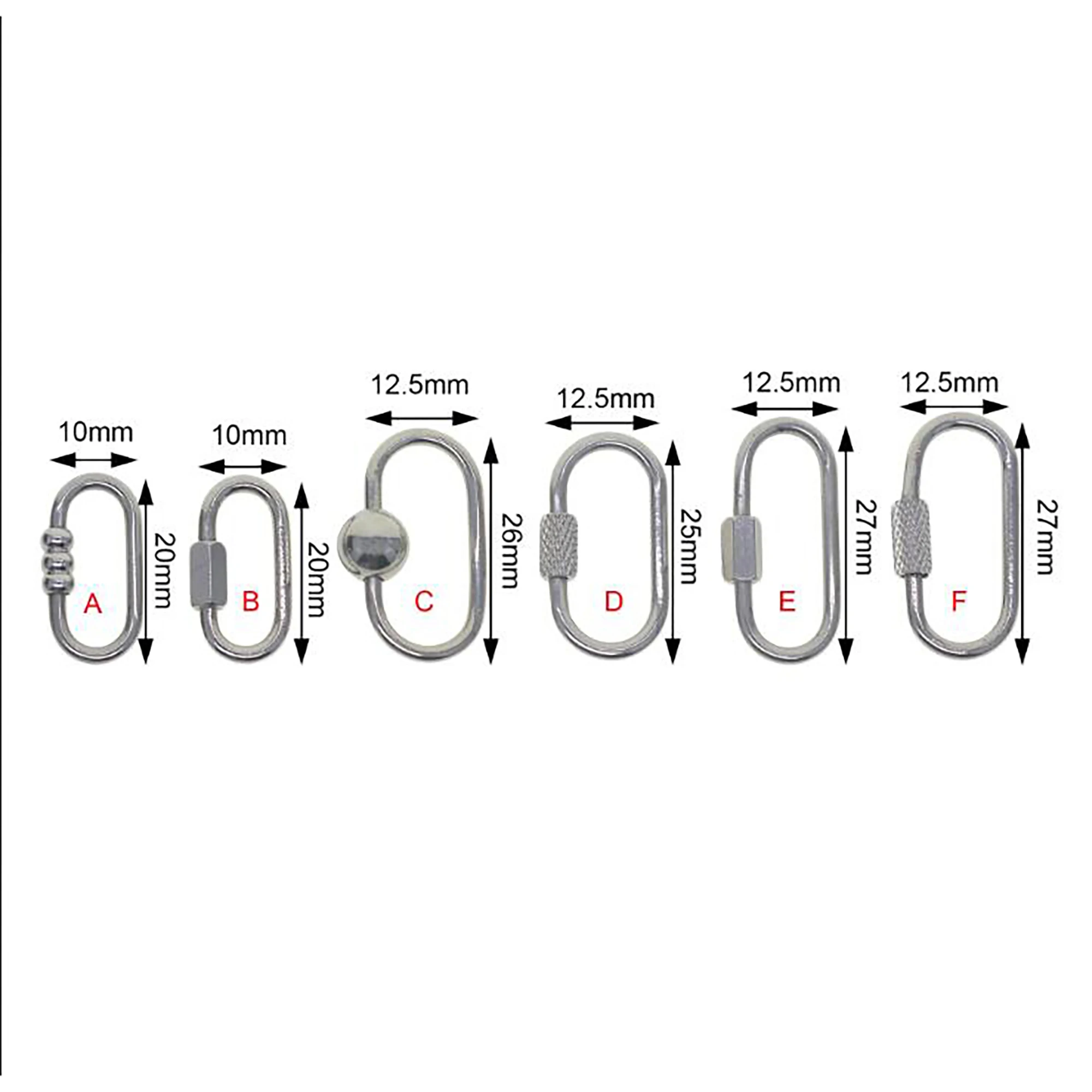 200 pcs style A  304 stainless steel  oval run course  screw lock  hook Carabiner Keyring Keychain chain