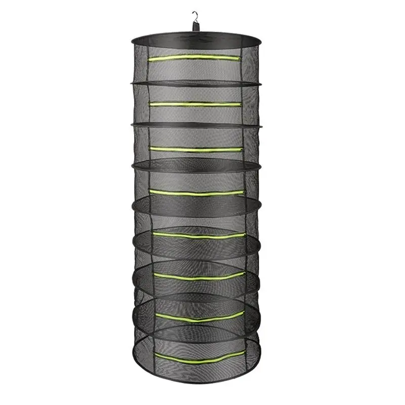 AT63-Folding Dry Rack Dryer Drying Net For Vegetables For Fish Hanging Basket With Mesh Flowers Buds Plants Organizer 8 Layer
