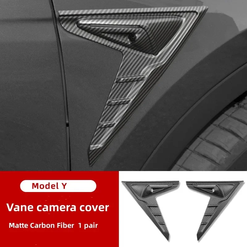 

For Tesla Model 3 Y Car Side Camera Cover Thunder Fender Flanks Wing Blade Panel Spoiler Covers Protective Shell Modification