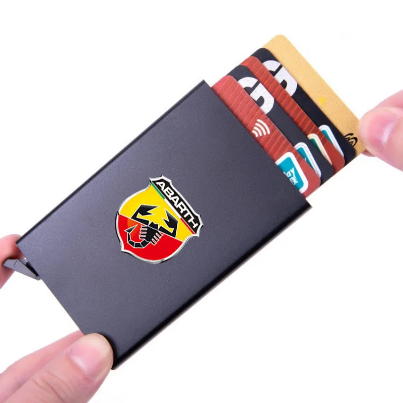 For ABARTH 695 595 500 Spider PUNTO Automatic Metal Anti-theft Smart Wallet ID Card Credit Card Holder Pop Up Credit Card Case