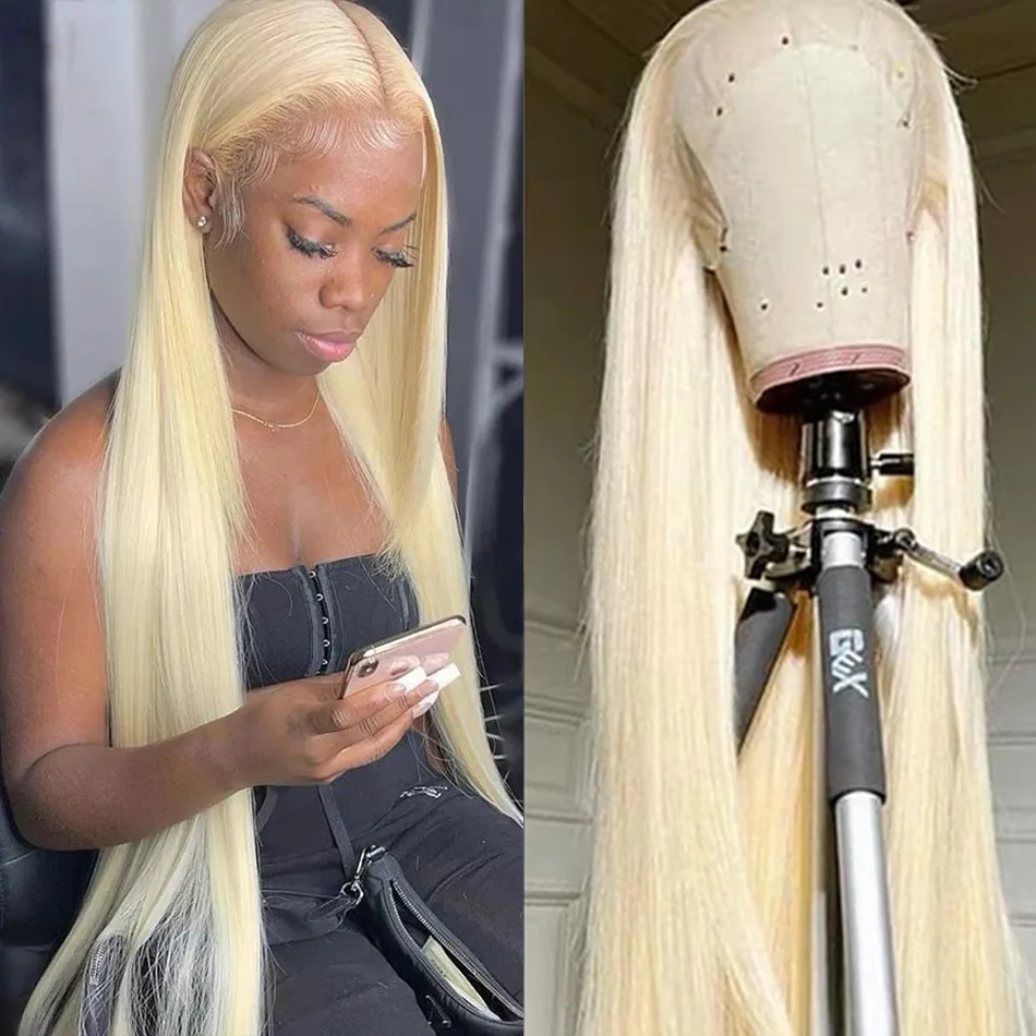

Blonde 613 Hd Lace Frontal Wig 13X4 Brazilian Straight Human Hair Wig 40 Inch Transparent Lace Frontal Wig For Women 200 Density