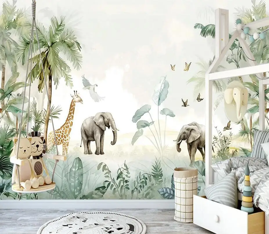 Custom 3D Wallpaper Customized Southeast Asian Leaf Animal Elephant Photo mural Living Room Children's room Background Decoratio