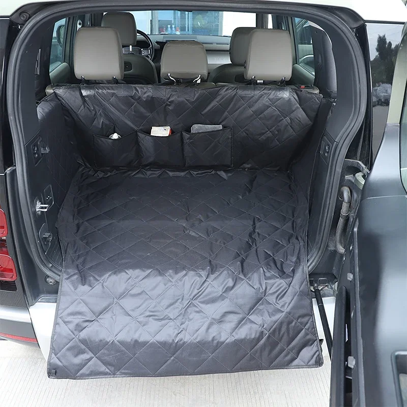 لاند روفر المدافع 110 2020-2024 غطاء مقعد السيارة جذع مقعد حصيرة حاملات الحيوانات الأليفة حامي أرجوحة وسادة