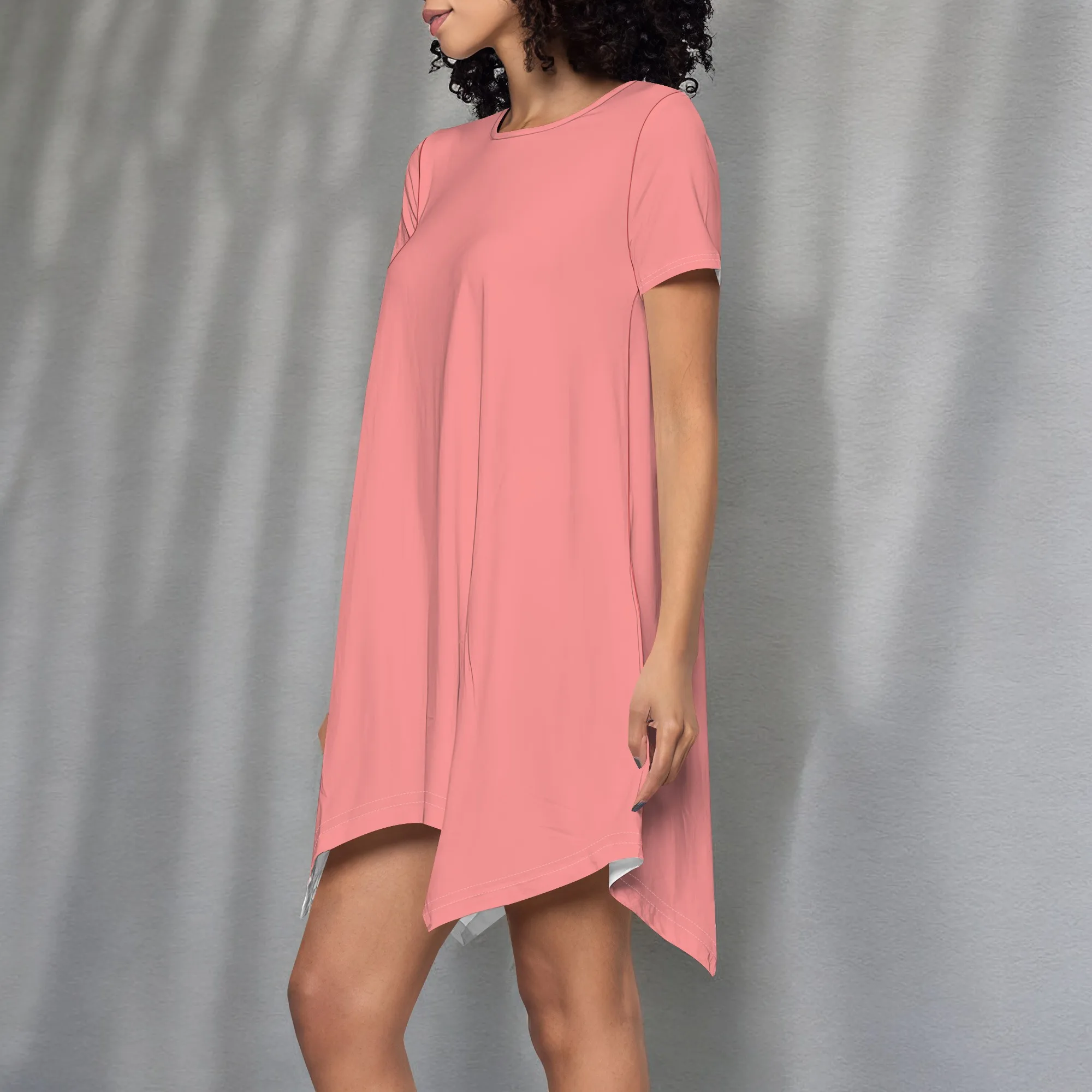 Camicia altalena ampia da donna Tunica casual con leggings T-shirt a maniche corte girocollo tinta unita Abito ampio