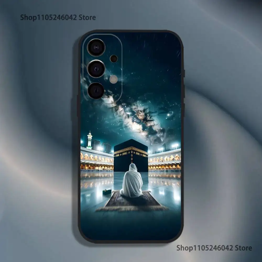 Moslem e kaaba capa de telefone à prova de choque para Samsung S25, S24, S21, S22, S23, S30, Ultra, S20, Plus, Fe, Lite, 5G Capa preta