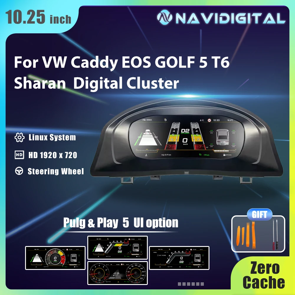 Carcluster Lcd Digital Dashboard Cluster For VW Caddy Touran Transportor T6 EOS Sharan Golf 5 Virtual Instrument Panel Cockpit