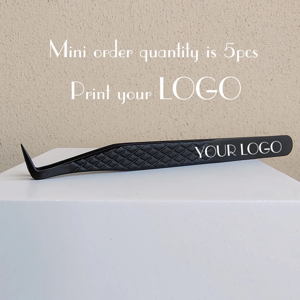 Pinzas para pestañas postizas con punta de fibra para extensiones de pestañas, pinzas negras, punta cerrada perfecta para pestañas