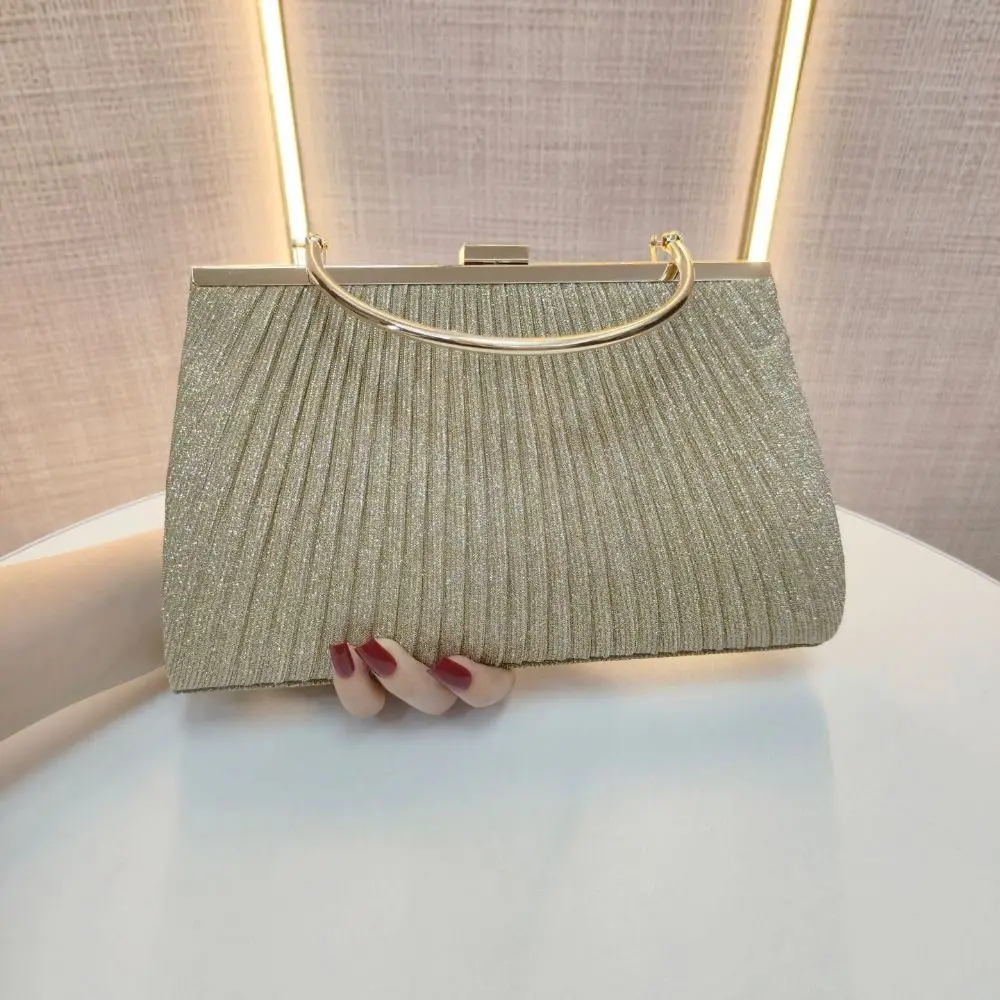

Shoulder Bag Fashionable Women Evening Handbag Elegant Glitter Crossbody Bag Pleated Luxury Chain Dinner Purse Storage