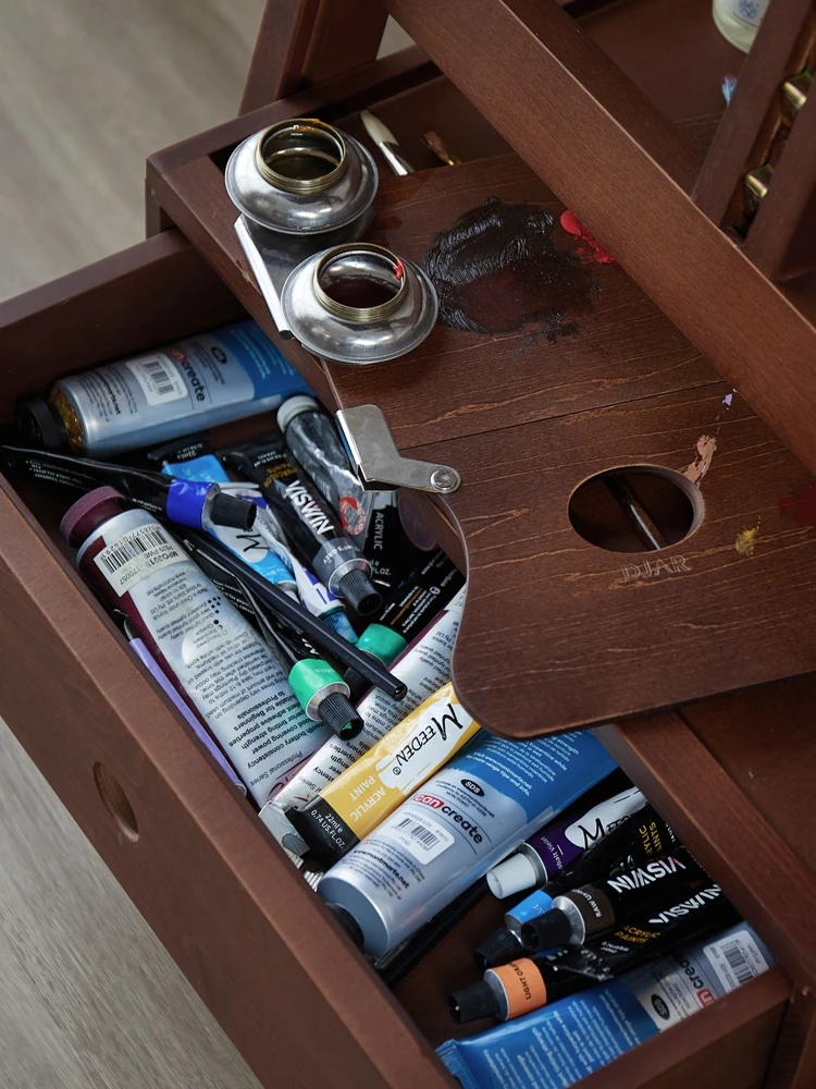 

Профессиональная классическая квадратная вишневая древесина из цельного дерева, черный орех, цвет искусства, большая маленькая ретро-художница, деревянная палитра, акрил