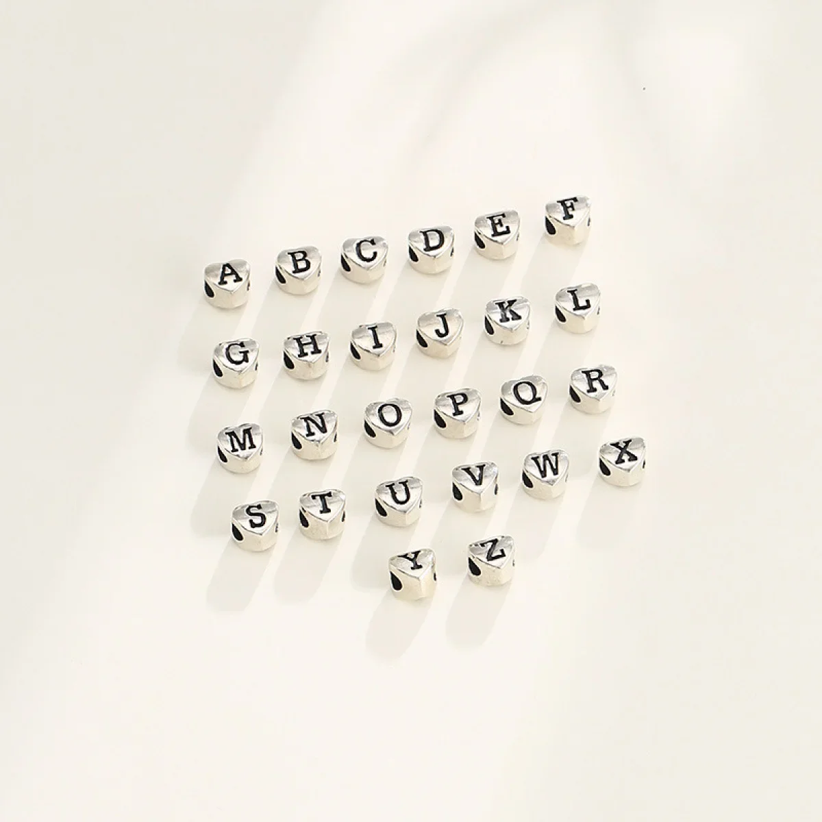 925 Sterling Silver Thai Silver Heart-shaped Letter Spacer Beads DIY Bracelet Necklace Jewelry Making Accessory