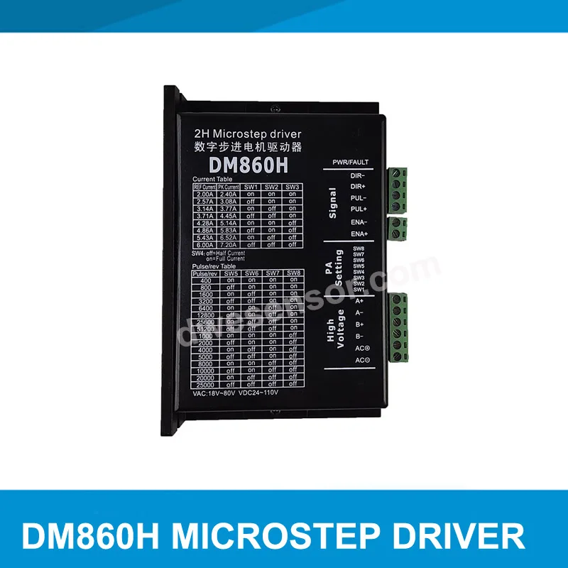 DM860H DM860 Stepper Motor Drive 0-200khz 2 Phase Stepper Motor Controller AC18-80V Or DC 24-110V Fit for Nema34 Stepper Motor