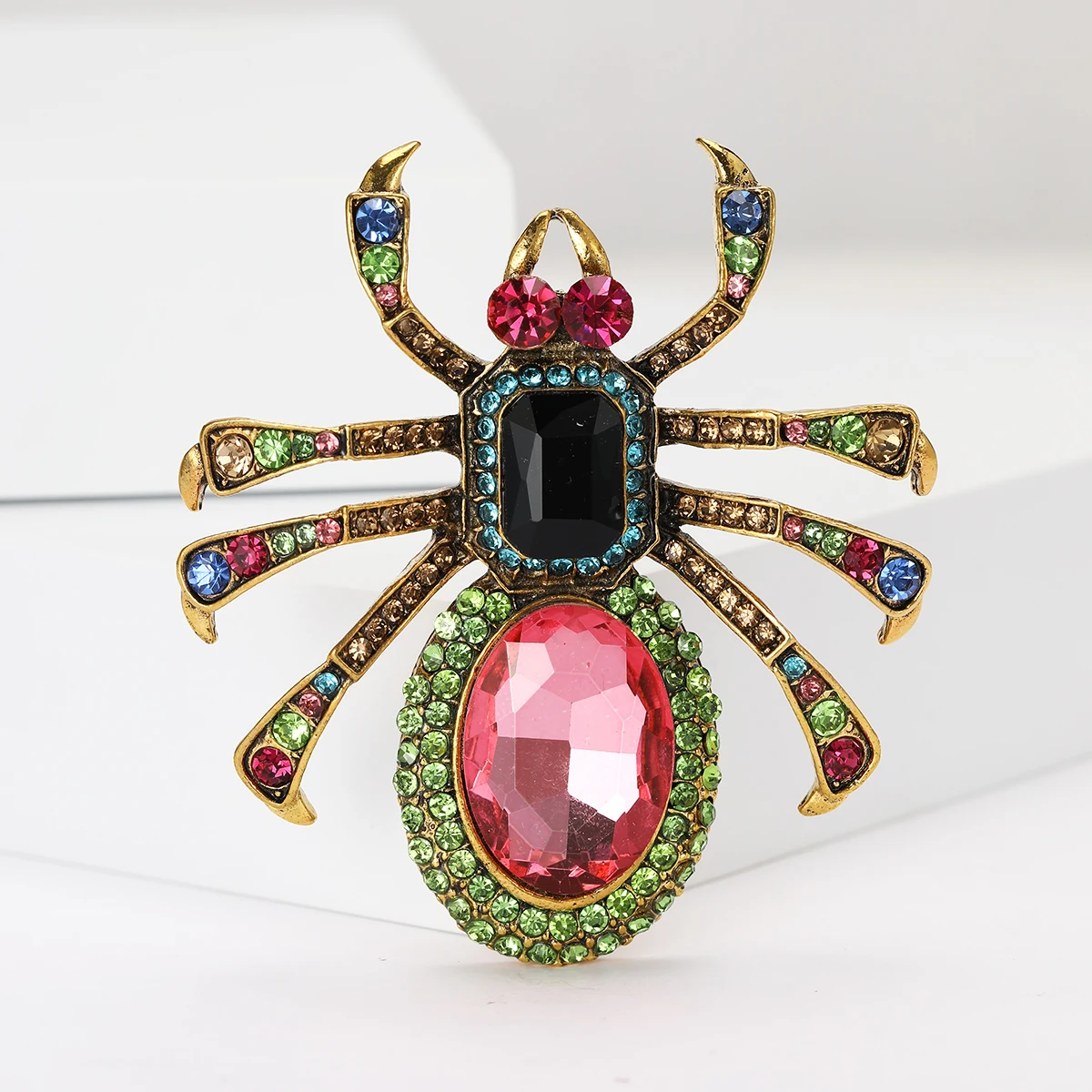 Vintage Rhinestone Big Spider Brooches for Women Unisex Insect Pins 3-color Available Casual Party Accessories Gifts