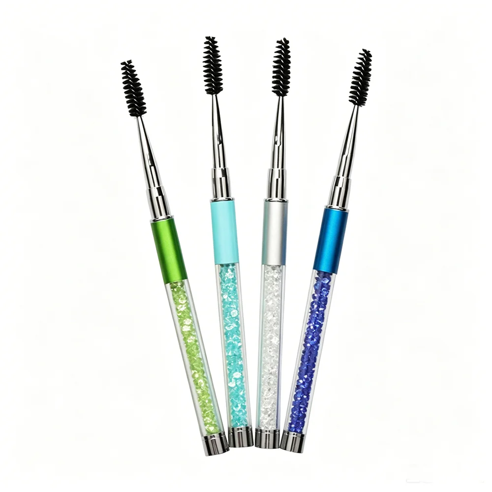 1/2PCS Rhinestone Eyelash Brush with Cap – Portable Spoolie for Lashes & Brows