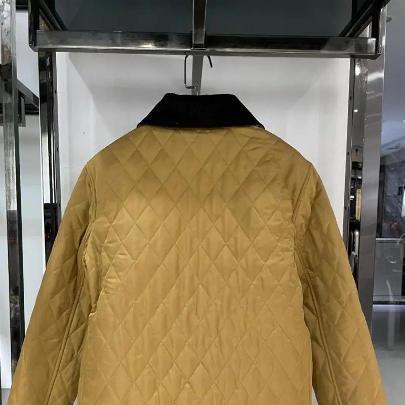 معطف Briti Sle Du down Jaet للسيدات بياقة قصيرة مستقيمة الساق فضفاضة بخياطة ماسية طويلة Sve ملابس خارجية #4