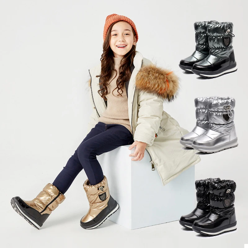 High Top Children's Snow Boots Outdoor Parent-child Winter Cotton Shoes Boys Girls Waterproof Ankle Boots Kids Trainers Footwear
