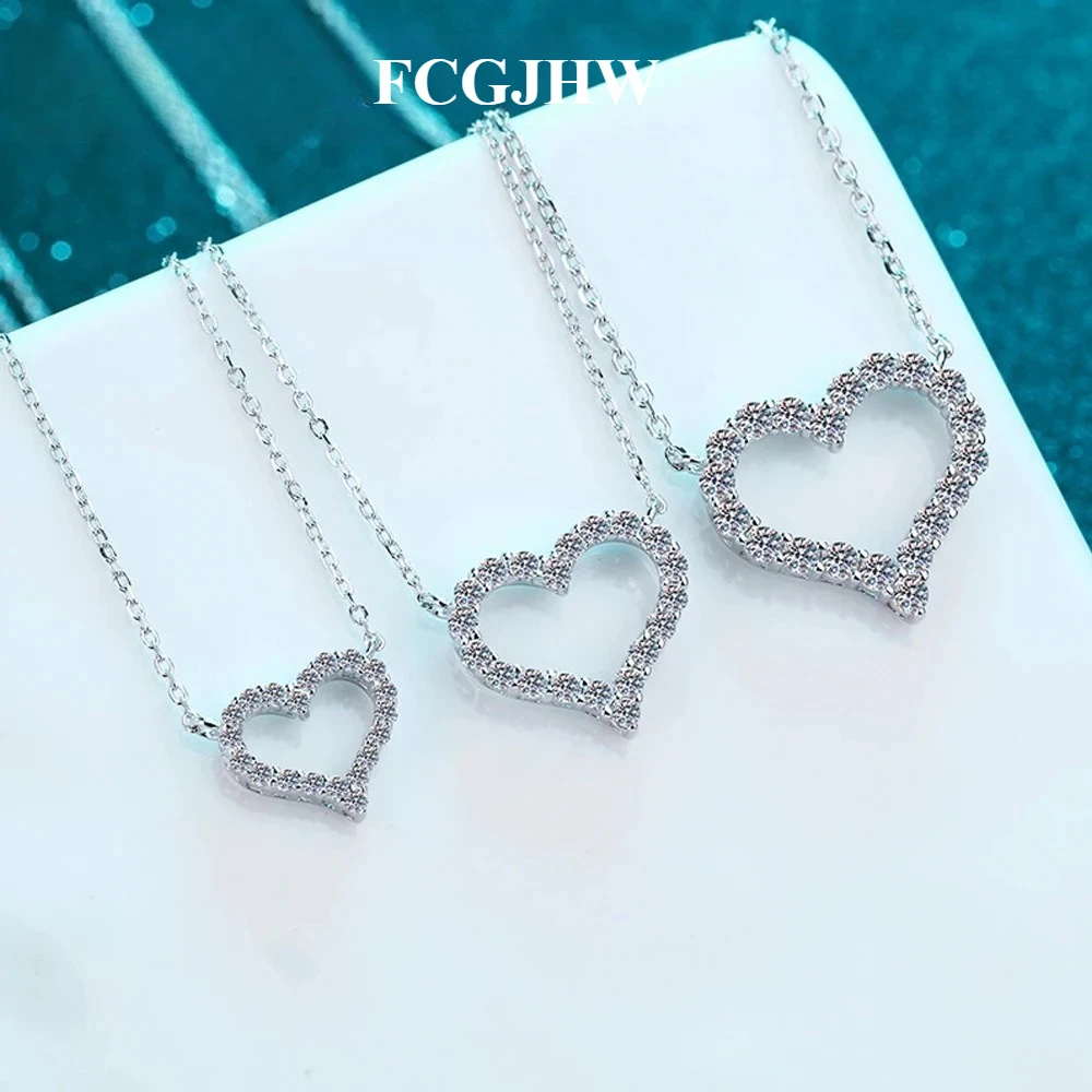 FCGJHW D VVS1 Sparking Moissanite Necklace Heart Pendant for Women s925 Sterling Sliver 18k Party Birthday Gift Jewelry 2026