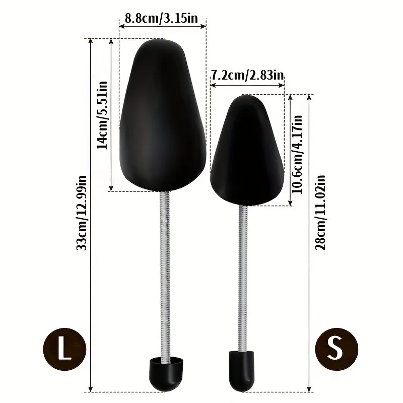 1 Paar verstellbare Schuhspanner aus Kunststoff für Damen und Herren, verhindern Verformung, Falten und sorgen für die Formhaltung der Schuhe, schwarz – Detail 1