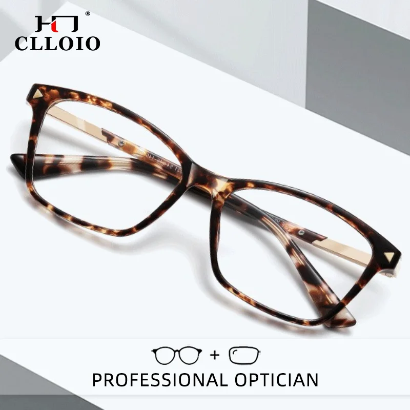 CLLOIO Lunettes de Myopie Anti-Lumière Bleue pour Femmes, Style Élégant et Tendance pour Usage Quotidien, Monture Carrée TR90, Lunettes de Lecture Progressives sur Ordonnance