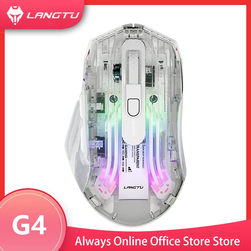 LANGTU G4 Wired Lighting Transparent Esports Game Macro Mouse  Cf Dpi Wireless Dual-Mode Charging Multi-Scene General