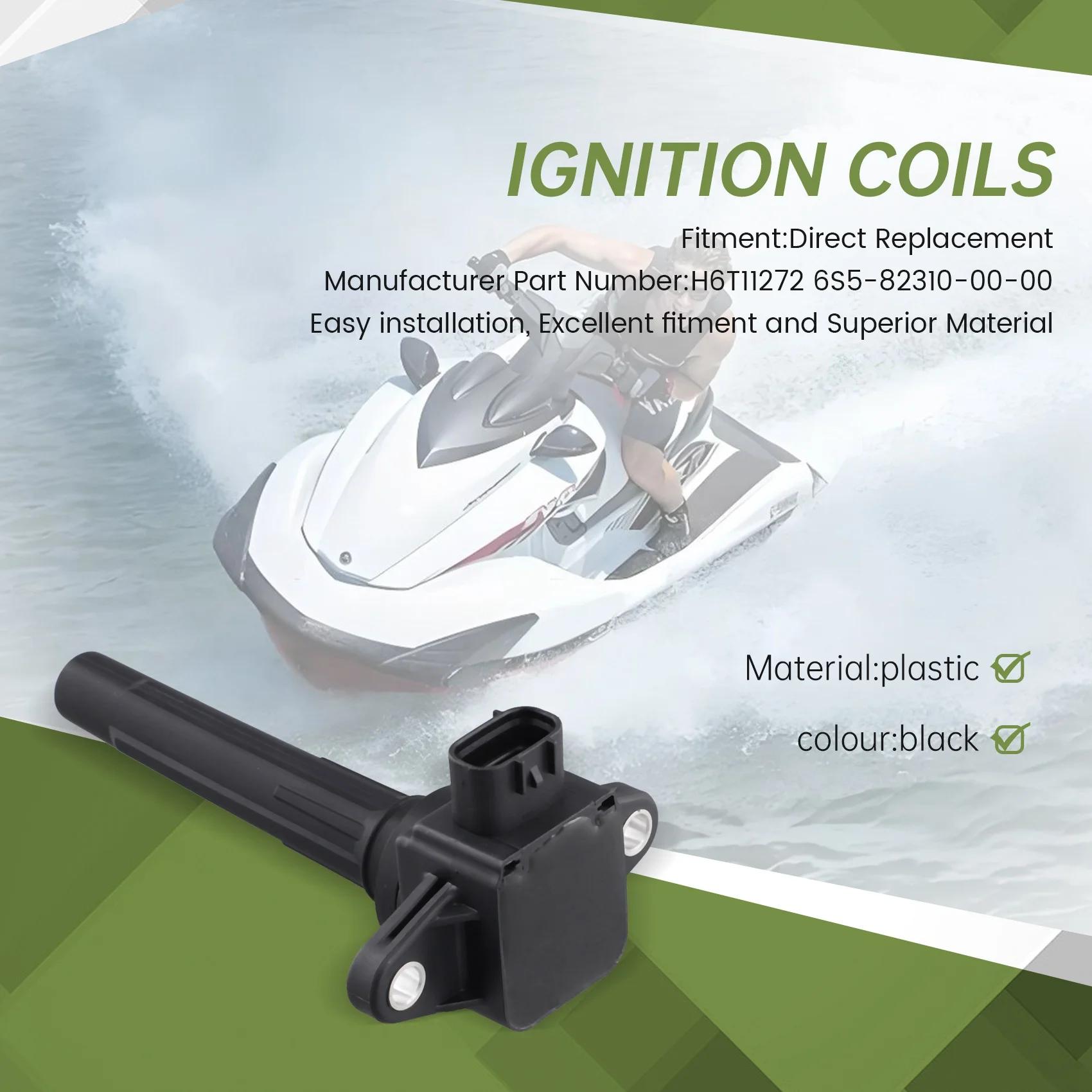 

Новая катушка зажигания 4X H6T11272 для Waverunner VX FX Cruiser LTD HO SHO SVHO 6S5-82310-00-00