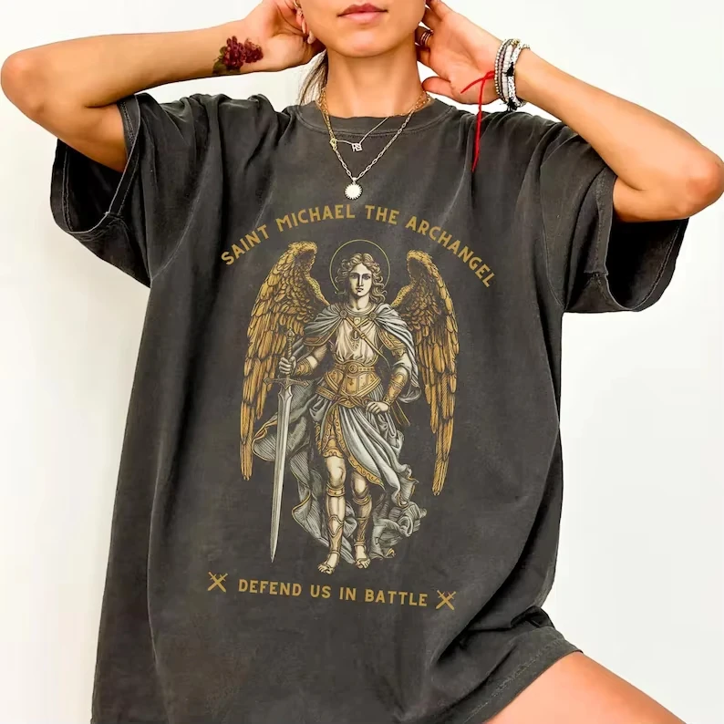 Harajuku Loose Top Vintage Virgin Mary T-Shirt High Street Tee Vintage Oversized Loose Short Sleeve Streetwear All-season Unisex