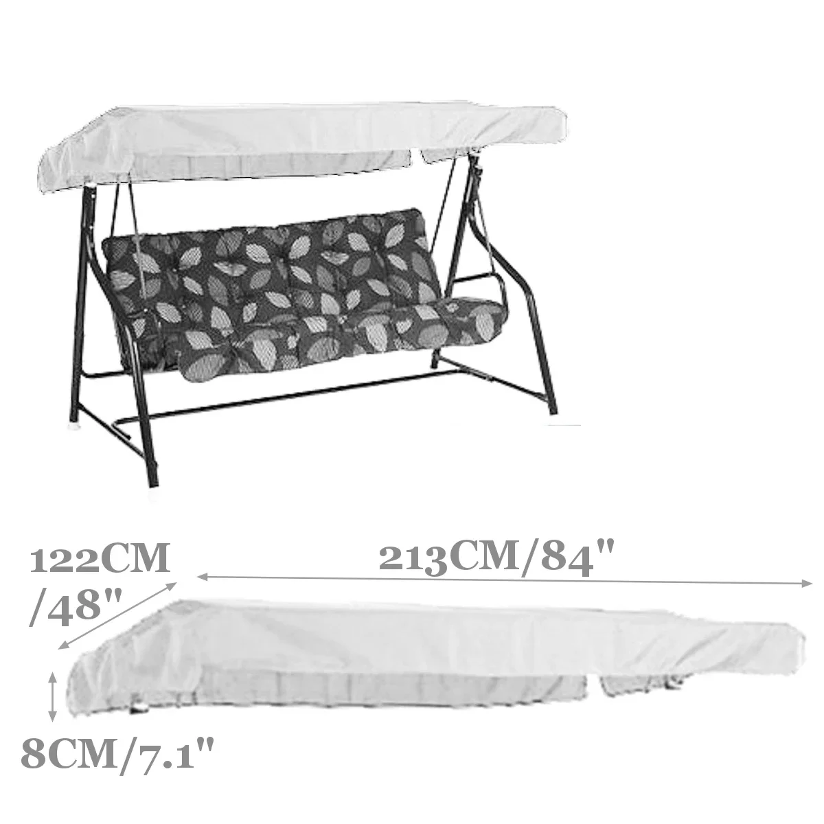 Garden Swing Chair Canopy Cover 213X122cm Shade Sail Waterproof Dust Anti UV Tent Chair Top Outdoor Canopy Replacement Courtyard
