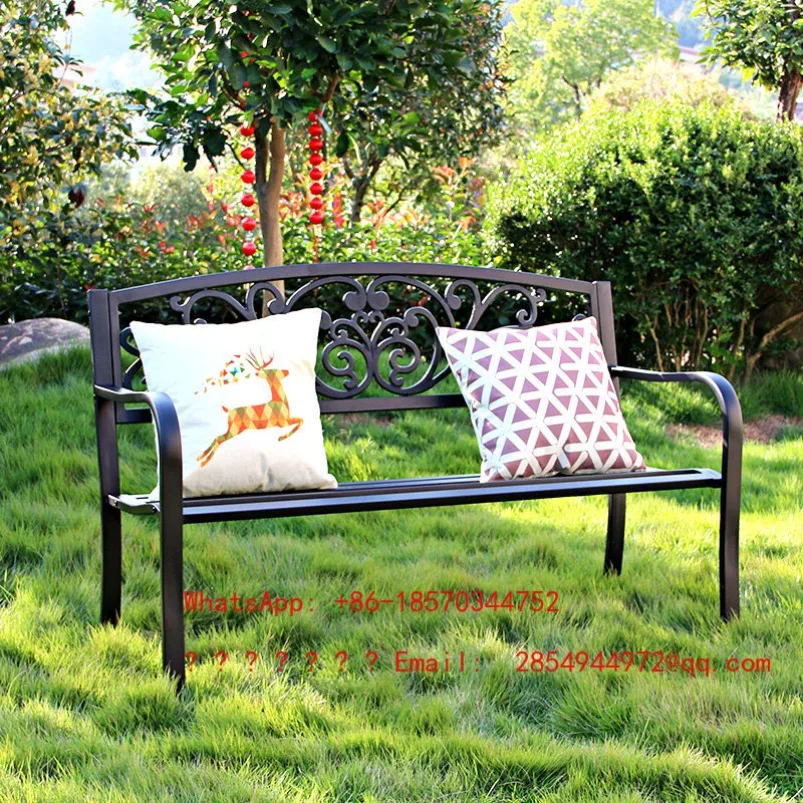 

Outdoor Bench Bench Leisure Chair Wrought Iron Double Bench Backrest Balcony Patio Table and Chair