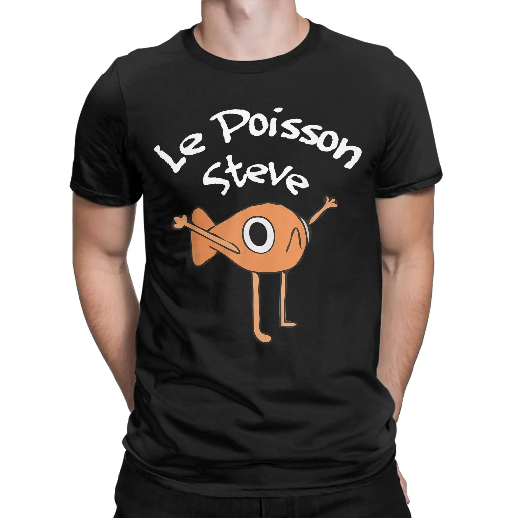 Men's Funny Fish Le Poisson Steve Meme T Shirts Trending Pure Cotton Clothes Funny Short Sleeve Round Neck Tees Printed T-Shirts
