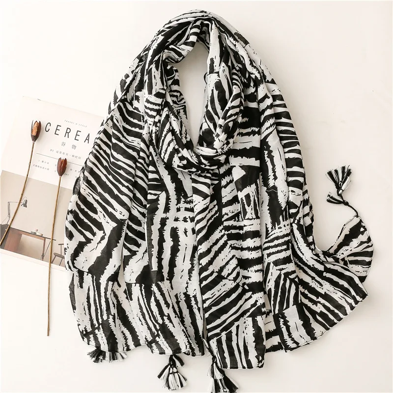 NEW Women\'s Scarf Zebra Pattern Print Scarves Spring Autumn Stripe Shawl And Wraps For Lady Muffler Hijab 180*90cm