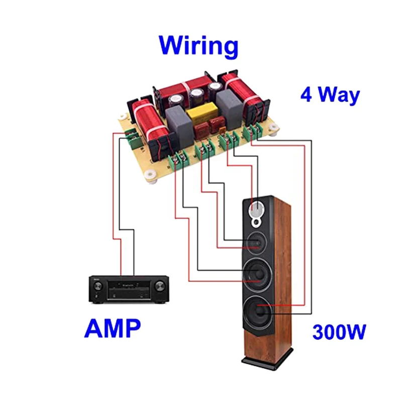 1PCS 4 Way 300W Speaker Frequency Divider Home Theater HiFi Stereo 4Unit Circuit Stereo Audio Crossover Filters