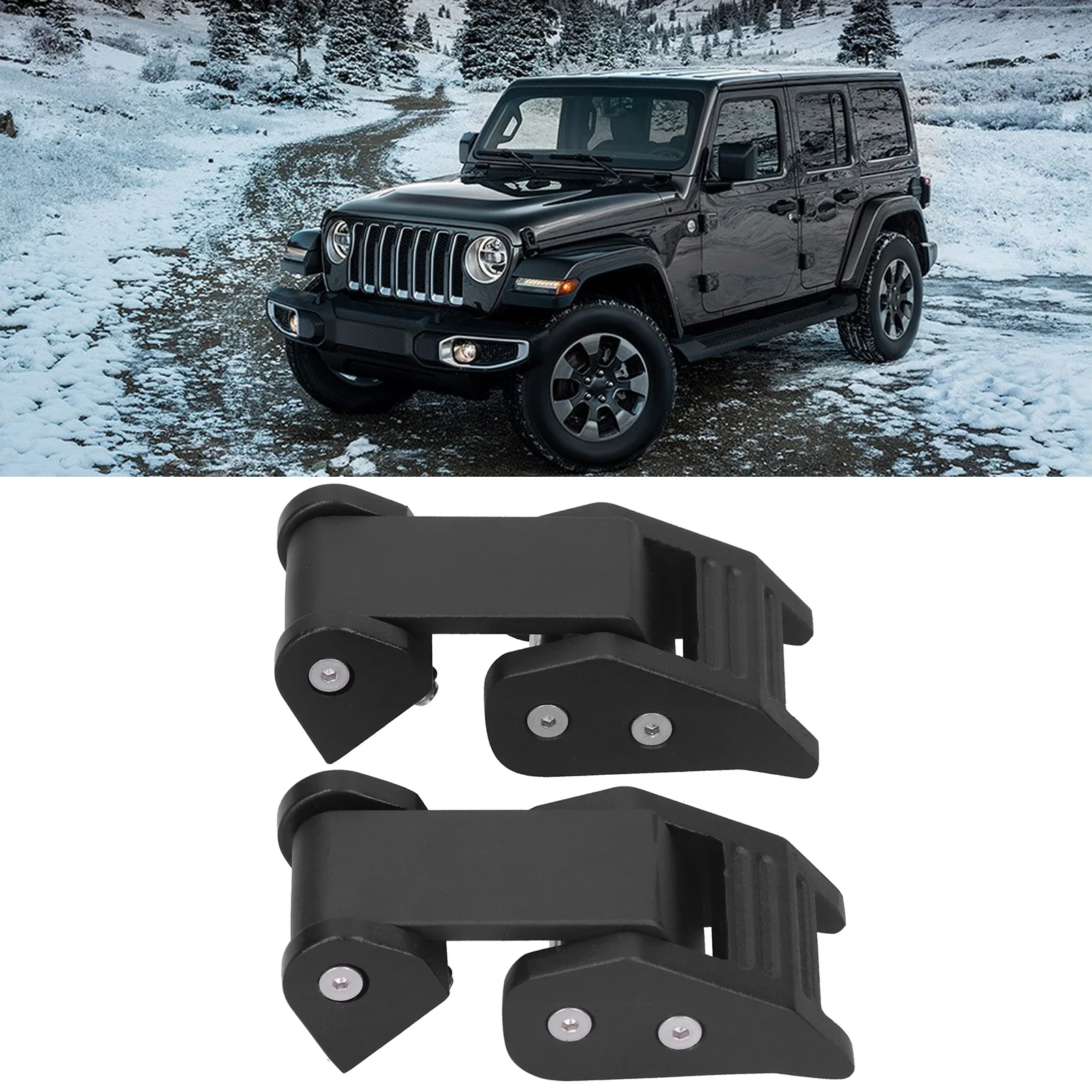 Engine Hood  Lock Buckle Kit Aluminum Alloy Black Fit for  /  Hood  Lock Hood Latches Catch Kit
