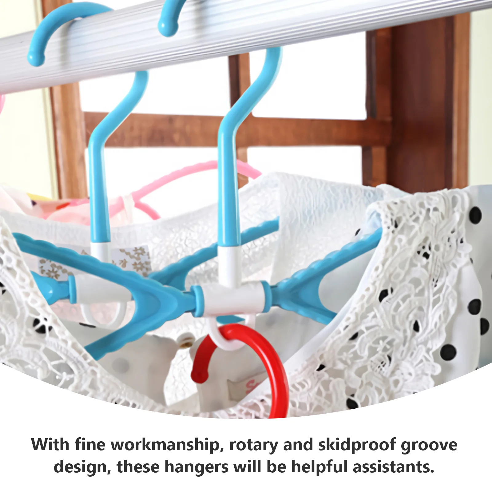 

10Pcs No Mark Clothes Hangers Plastic Rotary Skidproof Multifunctional Drying Rack Clothes Hanging Rack Wardrobe Storage