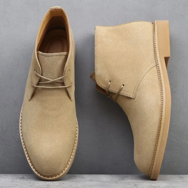 Large Men Chelsea Boots Suede Pointed Simple Stylish Breathable Suitable for Young People's Business Short Boots Couple Style