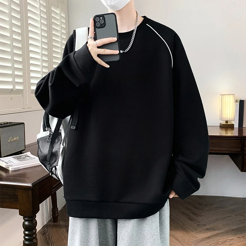 

Printed Letter Hoodie Men's Loose round Neck Long Sleeve Casual Style Simple Trendy Autumn 2025 Polyester Fiber No Hood