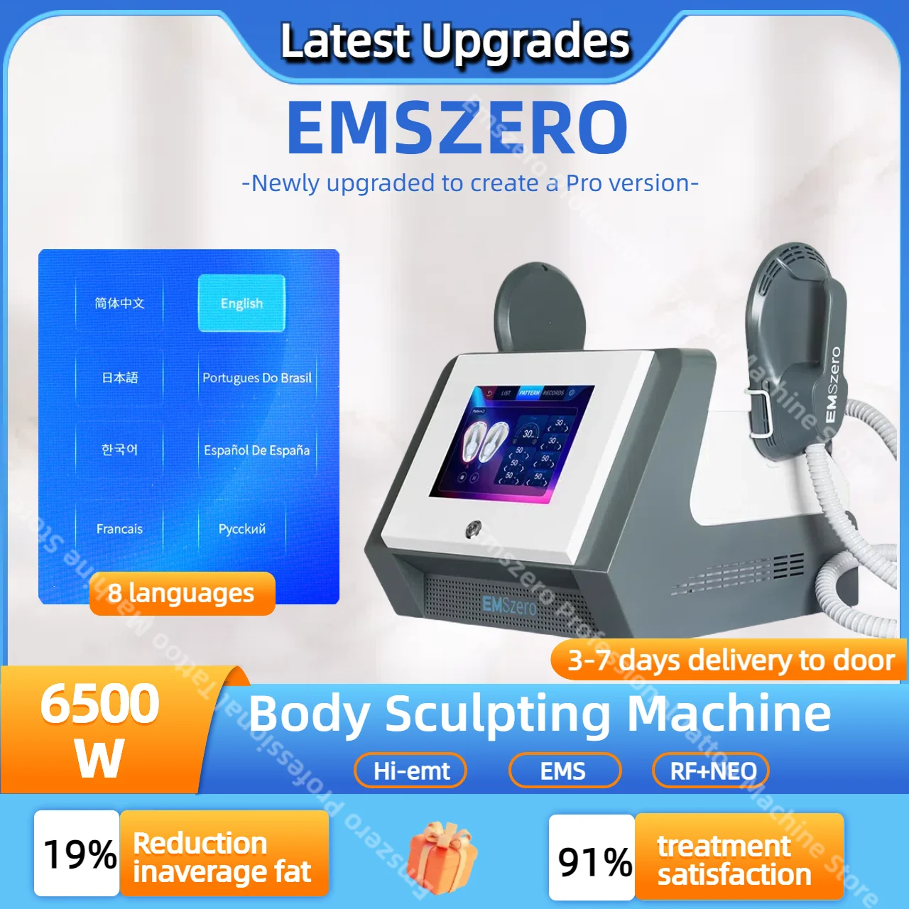 6500W 15Tesla EMSZERO Sculpt Therapy Body Slimming RF EMS Electromagnetic Muscle Stimulator Professional Sculp