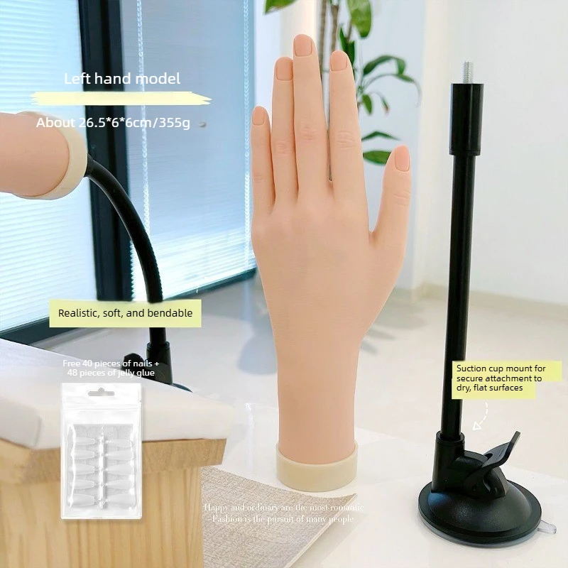 Mano de Práctica Flexible para Simulación de Uñas, de Silicona Suave, para Entrenamiento de Arte de Uñas, Manos Falsas para Herramientas de Manicura Acrílica, Maniquíes