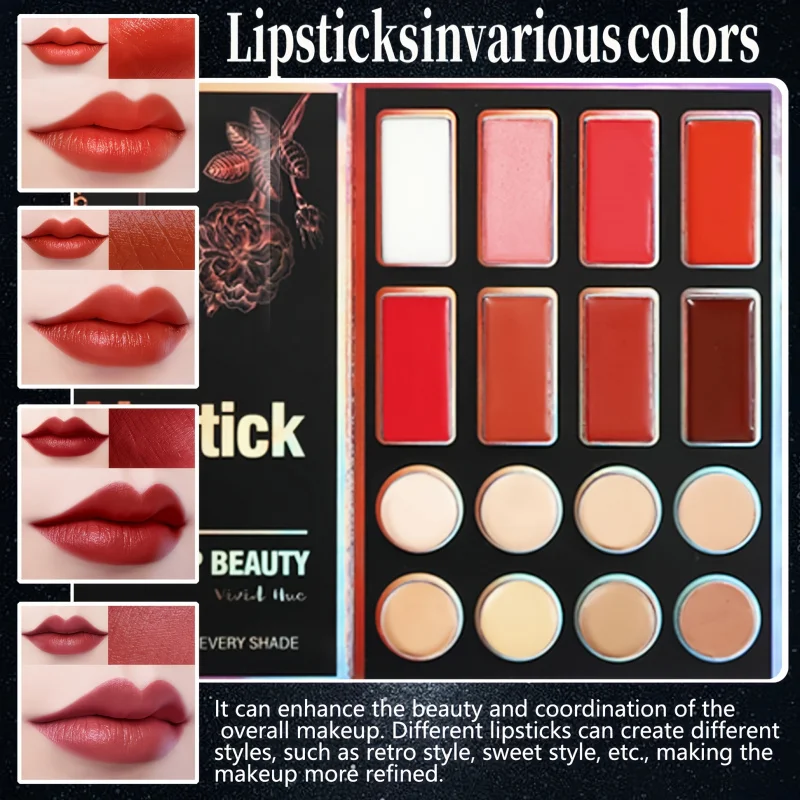 لوحة مكياج مكونة من 55 لونًا مع تصميم مكون من 4 صفحات، تتضمن 24 ظلال عيون غير لامعة، وصبغات شفاه، وأجهزة كونسيلر، وهايلايتر، وتحكم #4