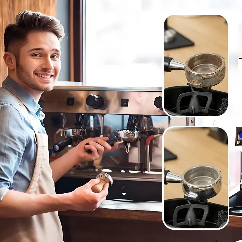 Coffee Portafilter Cleaning Kit, Electric Automatic Knock Box Cleaner, Professional Premium Espresso Clean Stable Holder