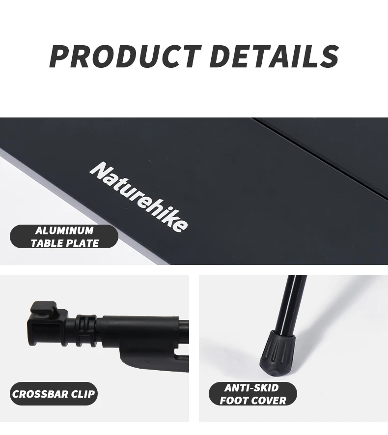 Naturehike Leichter Klapptisch aus Aluminiumlegierung, Outdoor-Picknicktisch, tragbarer BBQ-Grilltisch, Camping-Rucksackreisetische – Detail 14