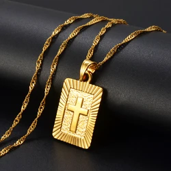 Anniyo Christian Cross Necklaces Women Gold Plated Christianity Crucifix Classic Jewelry Charm Pendant Jesus Items  #087506