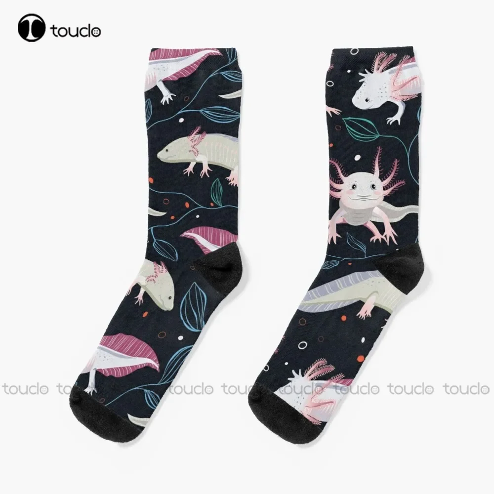 

Cute Axolotls Cartoon Nature Funny Lizard Vector Axolotl Socks For Men Christmas Gift Custom Unisex Adult Teen Youth Socks