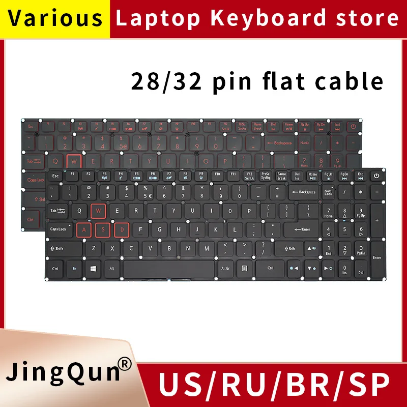 

US Russian Backlight Laptop Keyboard For Acer Nitro 5 AN515-51 AN515-52 AN515-53 AN515-41 AN515-42 AN515-31-56 N16C7 N17C1 N17C7