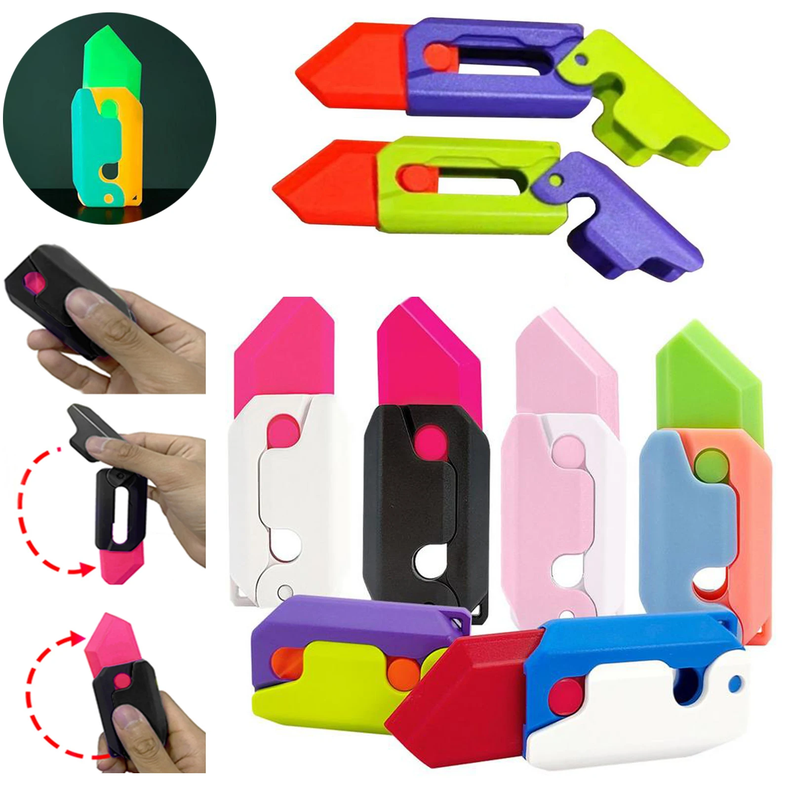 Gravity Folding Claw Knife Radish Knife 3d Printing Gravity Knife Small Radish Knife Push Card Decompression Toy Christmas Gift